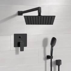 Matte Black Rain Shower System with Handheld, Rain Shower Head, Shower Faucet Set